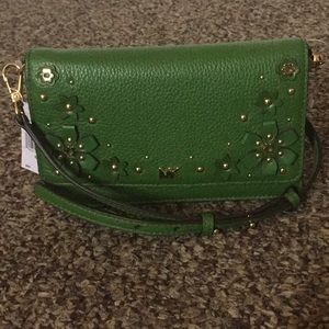 Michael Kors Green Floral Phone Crossbody